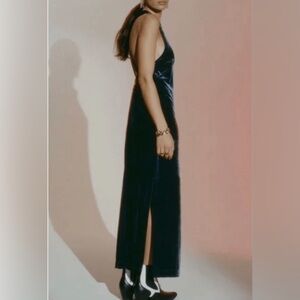 anthropologie Halter Velvet Maxi Dress SZ XL